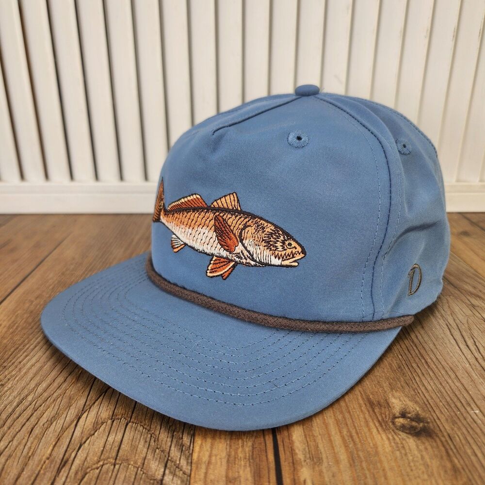 Duck Camp Redfish Hat Coastal Blue Snapback Rope Camping Fishing Outdoor Cap